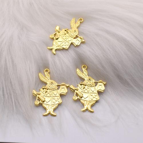 Zinklegering Animal Hangers, Zinc Alloy, Konijn, antiek goud plated, DIY, 35x25x2.50mm, 100pC's/Bag, Verkocht door Bag