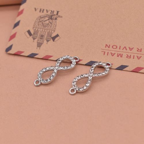 Infinity Zinc Alloy Connector Number 8 plated DIY & with rhinestone & 1/1 loop Sold By Bag