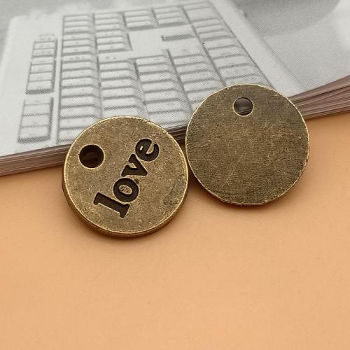 Zinc Alloy Tag Charm Round antique bronze color plated DIY 15mm Sold By Bag