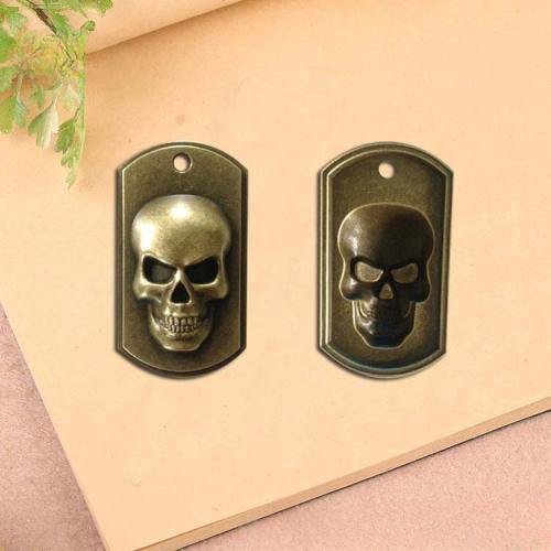 Cink ötvözet Skull Medálok, Koponya, antik bronz színű bevonattal, DIY, 48x27x7mm, 100PC-k/Bag, Által értékesített Bag