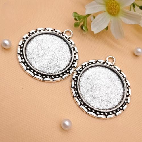 Zinc Alloy Pendant Cabochon Setting Round antique silver color plated DIY Sold By Bag