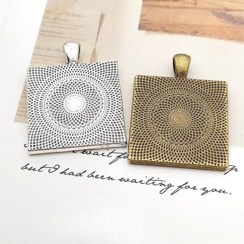 Zinc Alloy Pendant Cabochon Setting Square plated DIY 25mm Sold By Bag