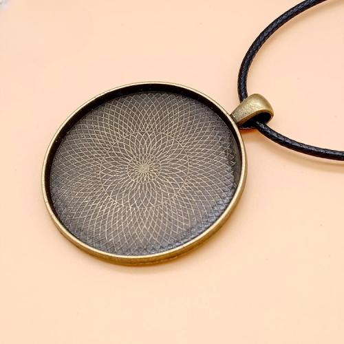 Zinc Alloy Pendant Cabochon Setting Round antique bronze color plated DIY 38mm Sold By Bag