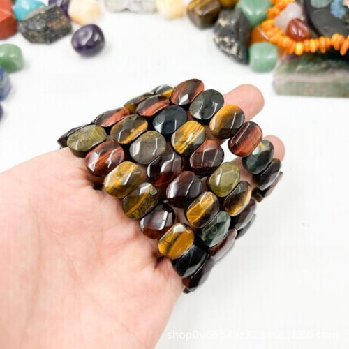 Tiger Eye Bracelet Geometrical Pattern polished fashion jewelry & Unisex Length Approx 6.24 Inch Sold By PC