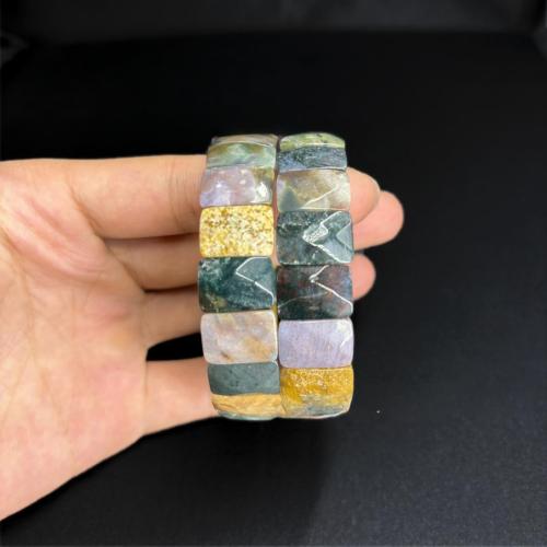 Indian Agate Bracelet Square polished fashion jewelry & Unisex Length Approx 6-8 Inch Sold By PC