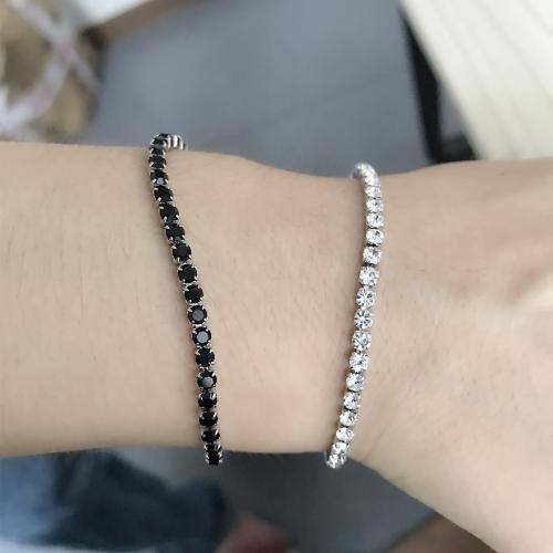 Titanium Steel Bracelet plated for woman & with rhinestone Length 19 cm Sold By PC