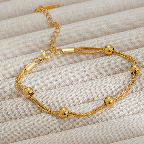 Titanium Steel Bracelet & Bangle gold color plated for woman Length 18 cm Sold By PC