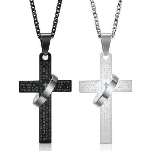 Titan stål halsband, Cross, plated, Unisex, fler färger för val, Säljs av PC