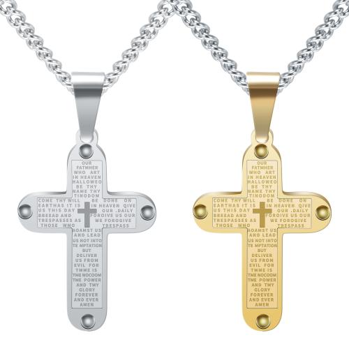 Titan stål halsband, Cross, plated, Unisex, fler färger för val, Säljs av PC