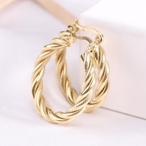 Titanium Staal Earring, gold plated, voor vrouw, Verkocht door pair