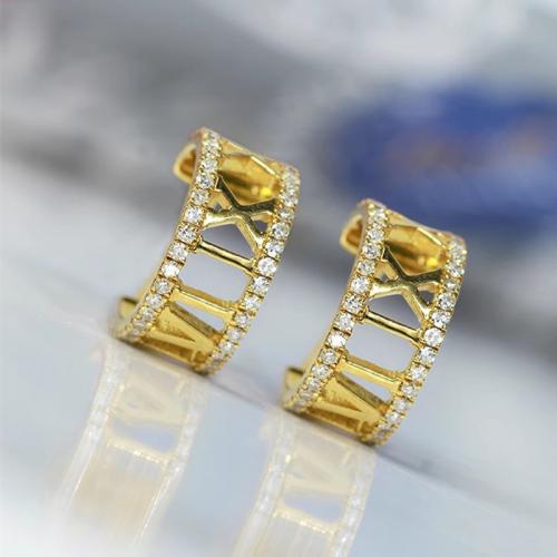 Cubic Zirconia Micro Pave Brass Earring micro pave cubic zirconia & for woman & hollow Sold By Pair