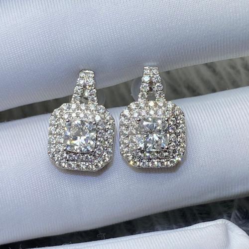 Boucles d'oreilles en laiton zircon cubique pavent, bijoux de mode & pavé de micro zircon & pour femme, Vendu par paire