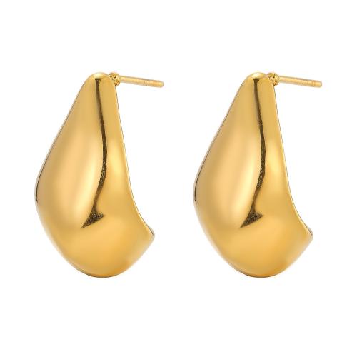 Stainless Steel Stud Earrings 304 Stainless Steel Teardrop fashion jewelry & for woman golden Sold By Pair