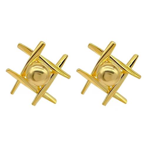 Stainless Steel Stud Earrings 304 Stainless Steel Square 18K gold plated fashion jewelry & for woman Sold By Pair