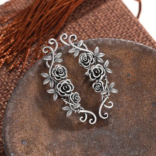 Zinc Alloy Stud Earring Flower antique silver color plated fashion jewelry & for woman Sold By Pair