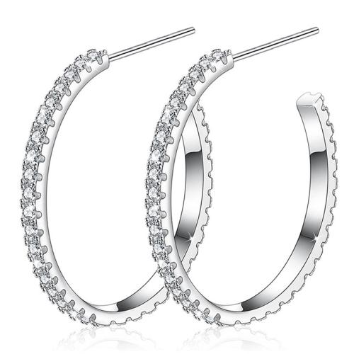 Boucles d'oreilles en laiton zircon cubique pavent, Placage, bijoux de mode & pavé de micro zircon & pour femme, Vendu par paire