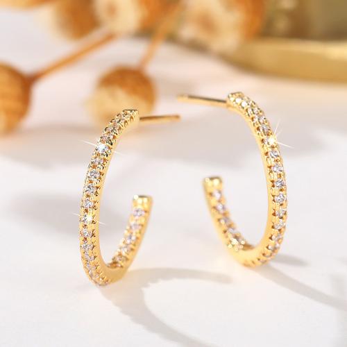 Boucles d'oreilles en laiton zircon cubique pavent, Placage, bijoux de mode & pavé de micro zircon & pour femme, Vendu par paire