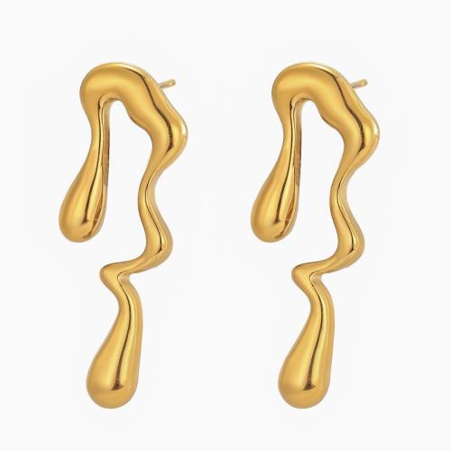 Stainless Steel Stud Earrings 304 Stainless Steel 18K gold plated fashion jewelry & for woman Sold By Pair