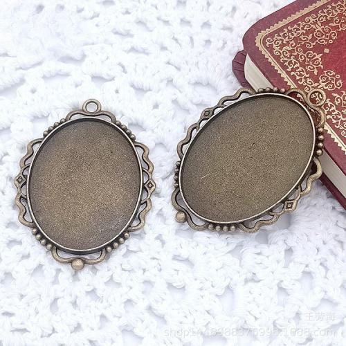 Cink ötvözet medál Cabochon beállítás, antik bronz színű bevonattal, DIY, 30x40mm, 100PC-k/Bag, Által értékesített Bag