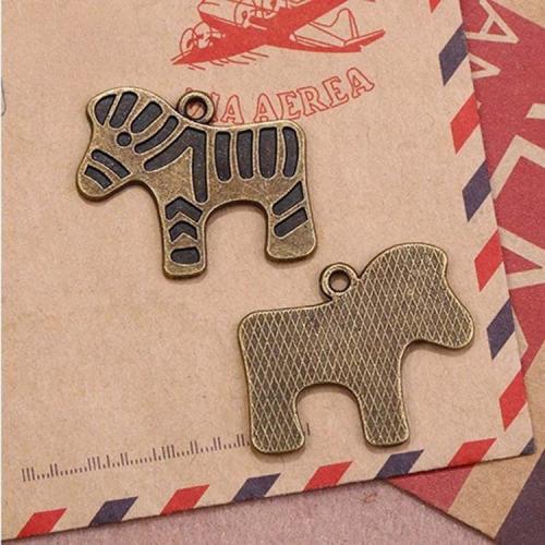 Cink ötvözet Medálok, Zebra, antik bronz színű bevonattal, DIY, 30x25x1mm, 100PC-k/Bag, Által értékesített Bag