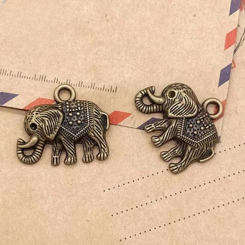 Pendentifs en alliage de zinc, éléphant, Plaqué de couleur de bronze antique, DIY, 21x20x3mm, 100PC/sac, Vendu par sac