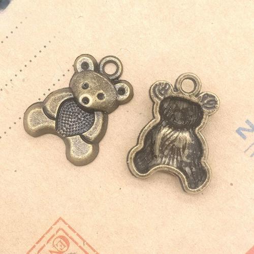 Sinc Alloy Pendants, Bear, dath cré-umha antique plátáilte, DIY, 20x15x4mm, 100ríomhairí pearsanta/Mála, Díolta De réir Mála