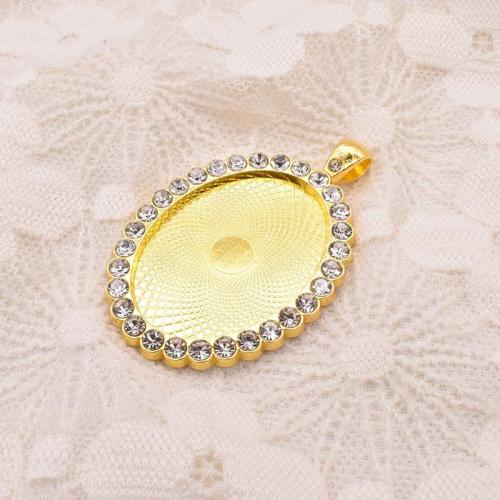 Zinc Alloy vedhæng Cabochon Setting, forgyldt, du kan DIY & med rhinestone, flere farver til valg, 25x35mm, 100pc'er/Bag, Solgt af Bag