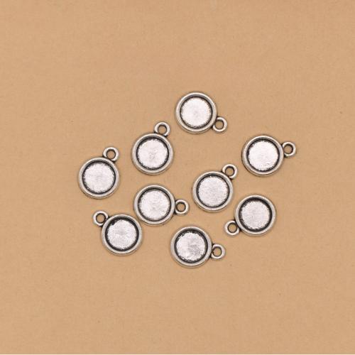 Zinc Alloy Pendant Cabochon Setting Round antique silver color plated DIY 8mm Sold By Bag