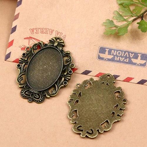 Zinc Alloy vedhæng Cabochon Setting, antik bronze farve forgyldt, du kan DIY, 20x30mm, 100pc'er/Bag, Solgt af Bag