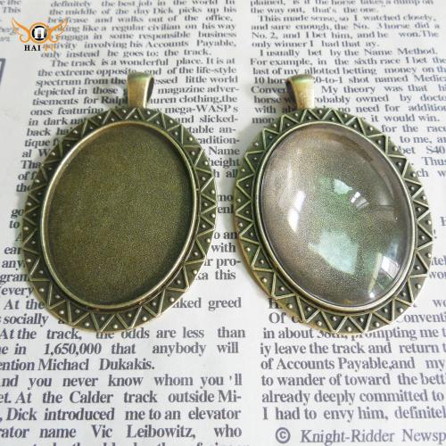 Liga de zinco Pendant Cabochon Ambiente, banho de cor bronze antigo, DIY, 30x40mm, 100PCs/Bag, vendido por Bag