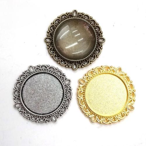 Zinc Alloy Pendant Cabochon Setting Round plated DIY 25mm Sold By Bag