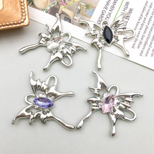 Zinc Alloy Animal Pendler, Butterfly, forgyldt, du kan DIY & med rhinestone, flere farver til valg, 29x30mm, 100pc'er/Bag, Solgt af Bag