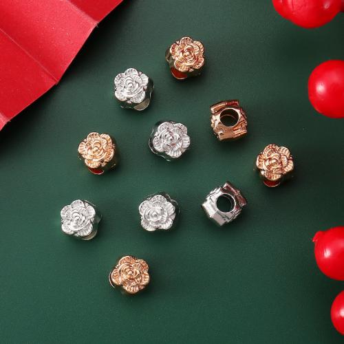 Zinc Alloy Flower Beads Rose plated DIY Sold By Bag