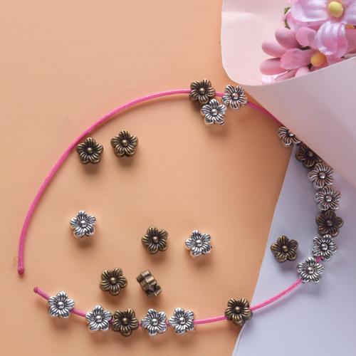 Zink legering Blomsterperler, Zinc Alloy, Flower, forgyldt, du kan DIY, flere farver til valg, 8x7x6mm, 100pc'er/Bag, Solgt af Bag