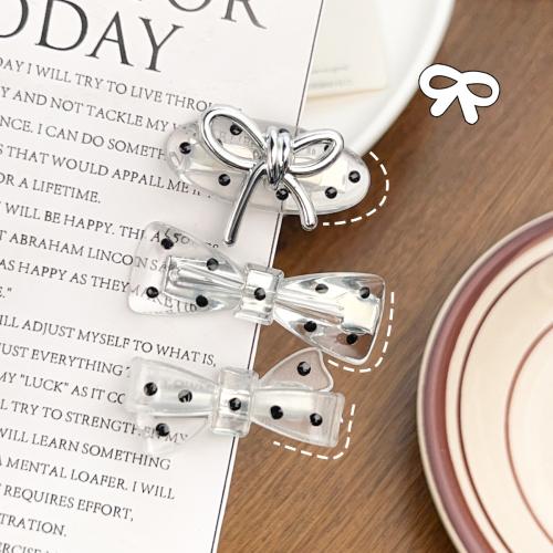 Alligator Hair Clip Plastic with Zinc Alloy Bowknot & for woman Sold By Bag