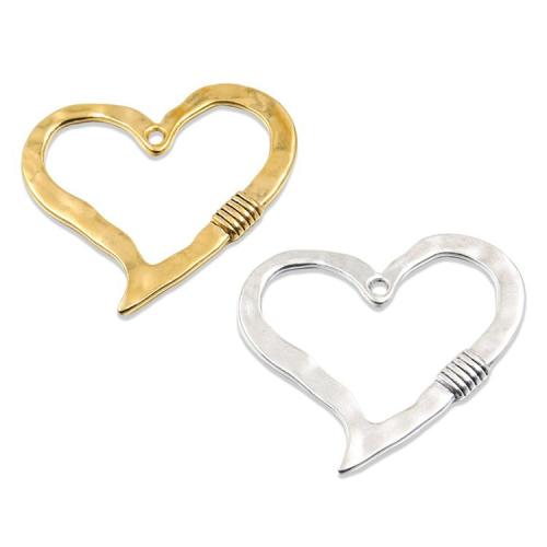 Ciondoli a cuore in lega di zinco, lega in zinco, placcato, DIY & cavo, nessuno, assenza di nichel,piombo&cadmio, 60x58mm, Foro:Appross. 3mm, Appross. 100PC/borsa, Venduto da borsa