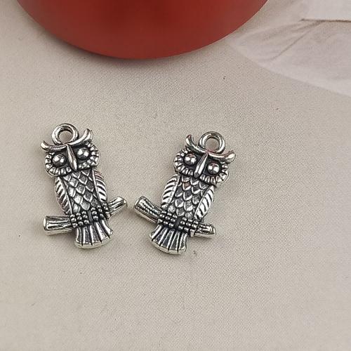 Cink Alloy životinja Privjesci, Sova, starinski srebrne boje pozlaćen, možete DIY, nikal, olovo i kadmij besplatno, 15x20mm, Približno 100računala/Torba, Prodano By Torba