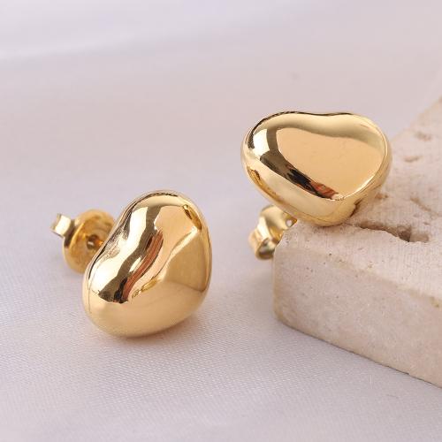 Titanium Steel  Earring Heart gold color plated for woman Sold By Pair