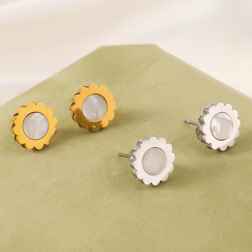 Titanium Steel  Earring Flower plated fashion jewelry Sold By Pair