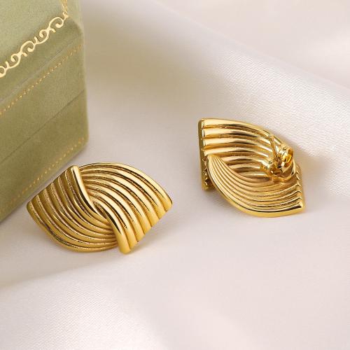 Titanium Staal Earring, gold plated, mode sieraden, gouden, 15x25mm, Verkocht door pair