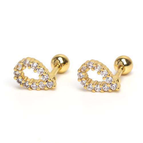 Stainless Steel Stud Earrings 304 Stainless Steel Teardrop plated for woman & with rhinestone & hollow Sold By PC