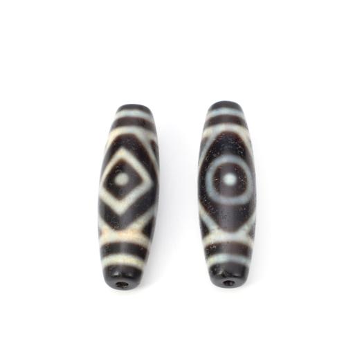 Ágata natural tibetano Dzi Beads, Ágata tibetana, DIY, preto, 12x38mm, vendido por PC