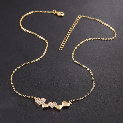 Collier de bijoux en acier inoxydable, Acier inoxydable 304, avec 1.97 Inch chaînes de rallonge, Placage, bijoux de mode & pavé de micro zircon & pour femme, doré, Longueur 16.14 pouce, Vendu par PC