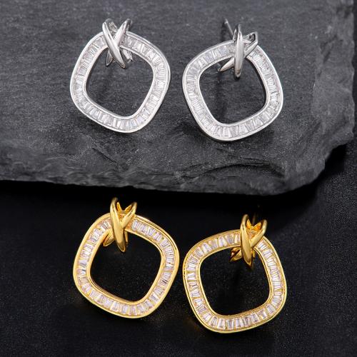 Brass Stud Earring plated fashion jewelry & for woman & hollow Sold By Pair