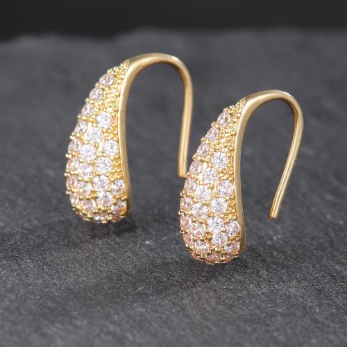 Cubic Zirconia Micro Pave Latão Brinco, cobre, Lágrima, banhado, joias de moda & micro pavimento em zircônia cúbica & para mulher, dourado, vendido por par