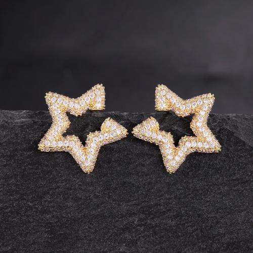 Ciúbach Zirconia Micrimhilseogra réiteodh Earring Prás, Star, plátáilte, jewelry faisin & micrea réiteach zirconia ciúbach & do bhean, órga, Díolta De réir Péire