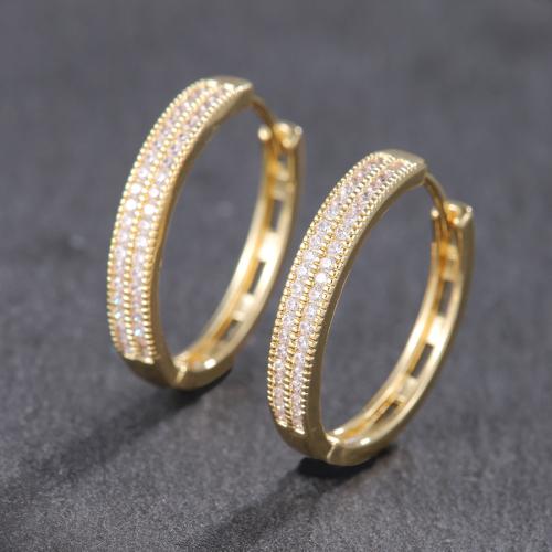 Cubic Zirconia Micro Pave Latão Brinco, cobre, joias de moda & micro pavimento em zircônia cúbica & para mulher, dourado, vendido por par