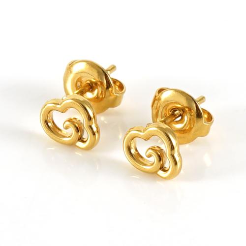 Roestvrij staal Stud Earrings, 304 roestvrij staal, plated, voor vrouw, goud, Verkocht door pair