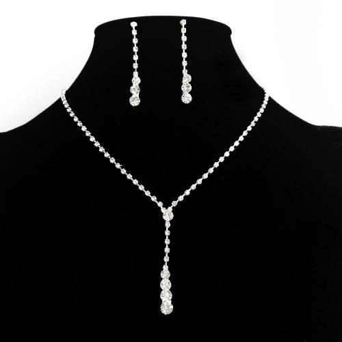 Zinc Alloy Jewelry Sets plated & for woman & with rhinestone Sold By Set