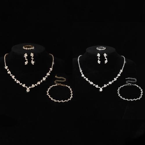 Zinc Alloy Jewelry Sets plated & for woman & with rhinestone Sold By Set